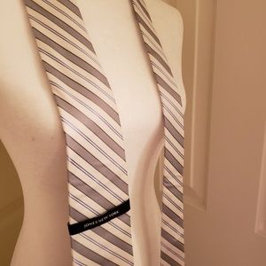 Jones New York Blue, White, and Silver Stripe Tie